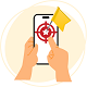 Hand holding a phone with a target icon